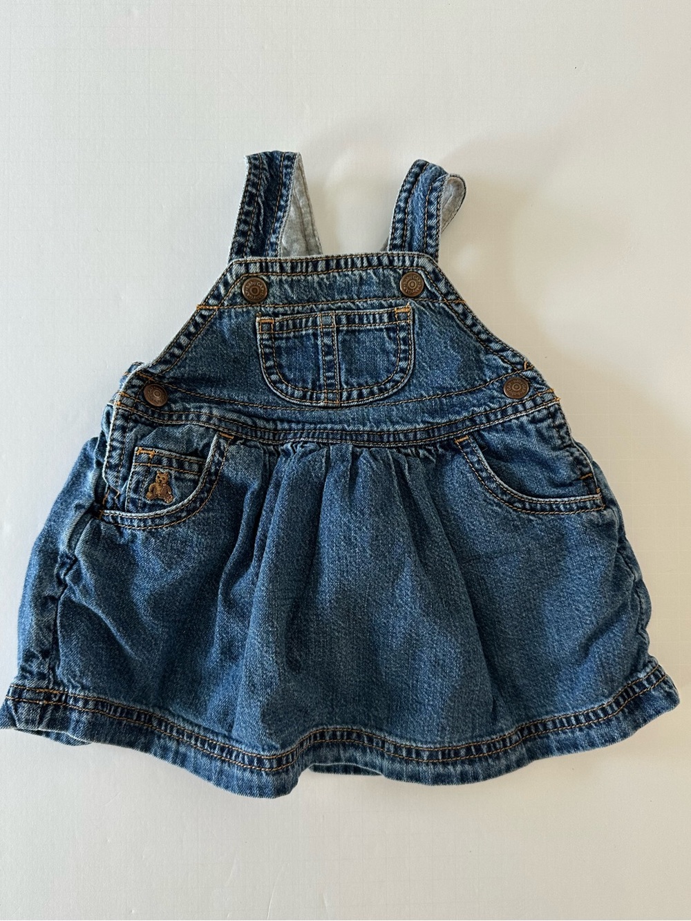 Classic Baby Gap Vintage Cotton Overall Skirt Denim Blue Jean Dress Size Newborn